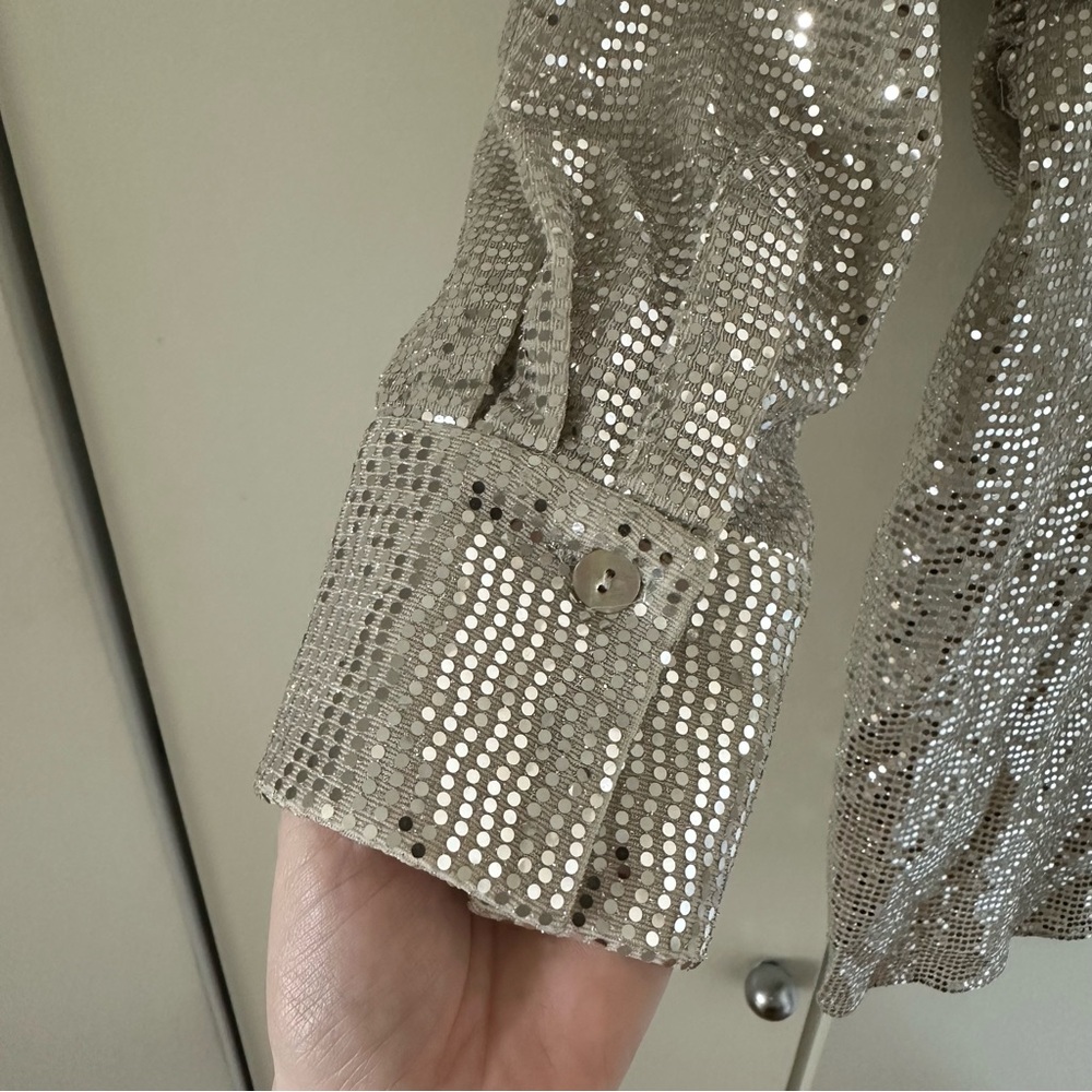 EUC Zara Silver Sequin Long Sleeve Mini Dress - Picture 3 of 6